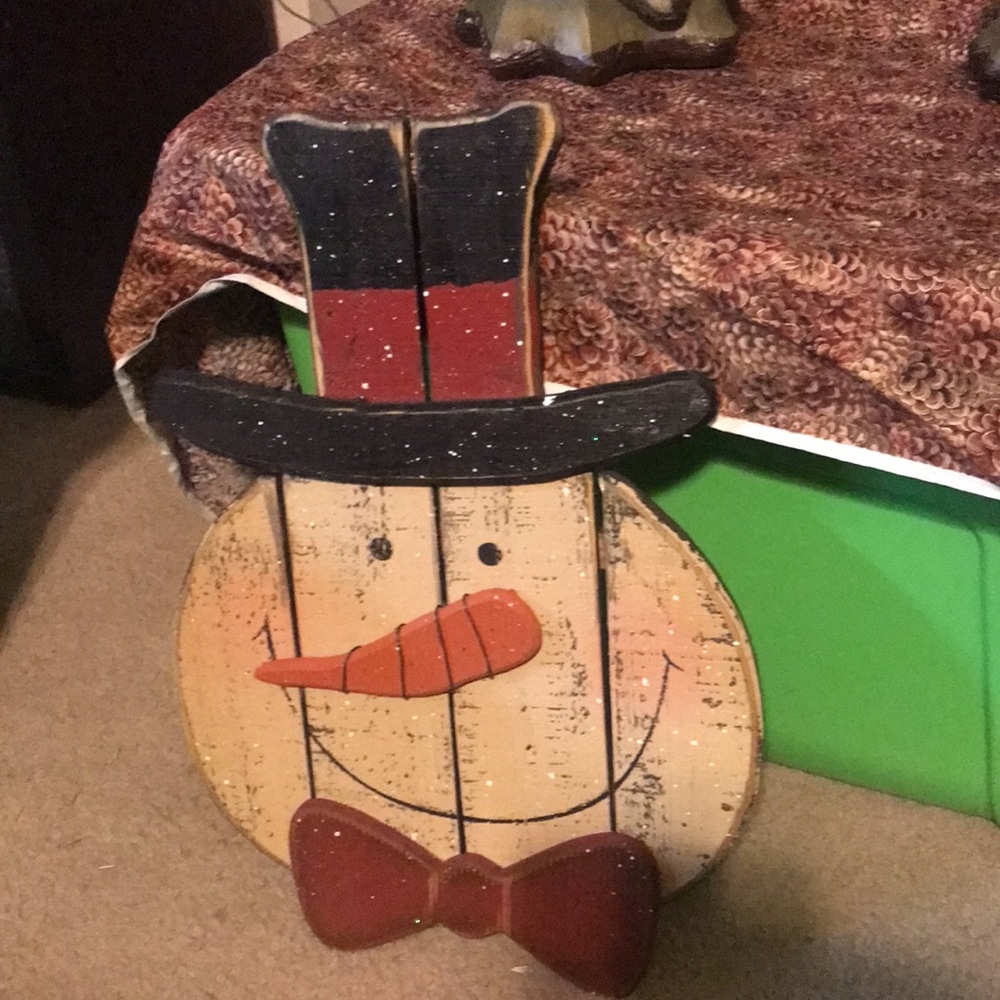 Snowman Wooden Hanging Wall Decor